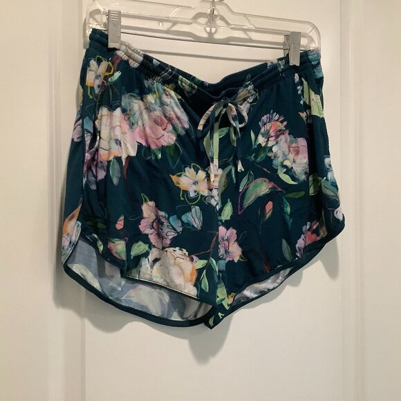 Soma Cool Nights Pajama Shorts, Green floral, size small - Picture 1 of 2